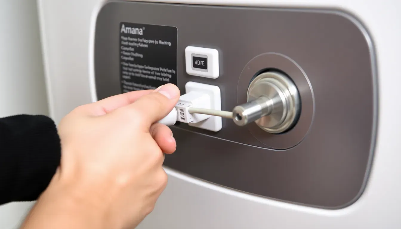 Unplug your Amana washer and locate the leak